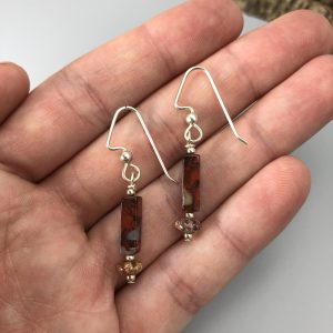Handmade Sterling Silver Earrimgs with Jasper Bead