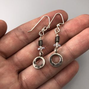 Handmade Sterling Silver Earrings with Iolite Bead